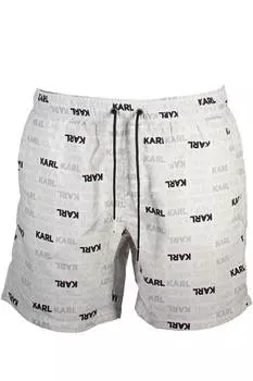 Мужские шорты Karl Lagerfeld Beachwear пляжные с фирменными надписями, белый