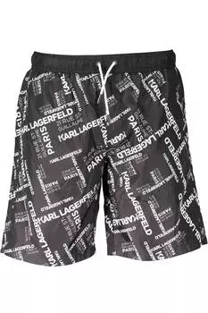 Мужские шорты Karl Lagerfeld Beachwear пляжные с контрастным принтом, черный