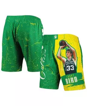 Мужские шорты Larry Bird Green Boston Celtics Hardwood Classics Player Burst Mitchell & Ness