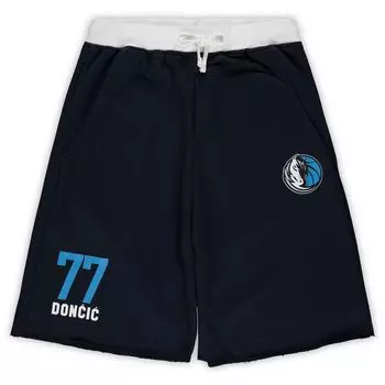 Мужские шорты Luka Doncic темно-синего цвета Dallas Mavericks Big & Tall French Terry с именем и номером Majestic