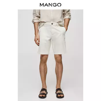 Мужские шорты Mango однотонные, коричневый