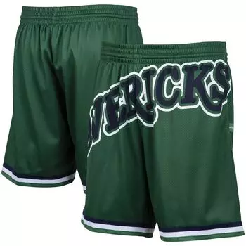 Мужские шорты Mitchell & Ness Green Dallas Mavericks Hardwood Classics Big Face 2.0