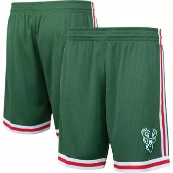 Мужские шорты Mitchell & Ness Hunter Green Milwaukee Bucks Hardwood Classics Primary Logo Swingman
