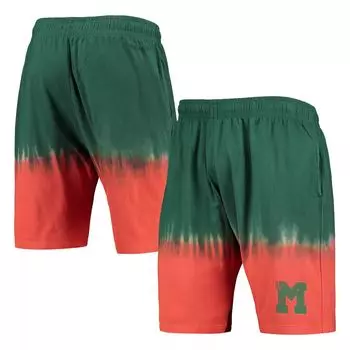 Мужские шорты Mitchell & Ness оранжевого/зеленого цвета с принтом тай-дай Miami Hurricanes