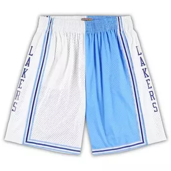 Мужские шорты Mitchell & Ness Powder Blue/White Los Angeles Lakers Big & Tall Classics с разрезом Swingman
