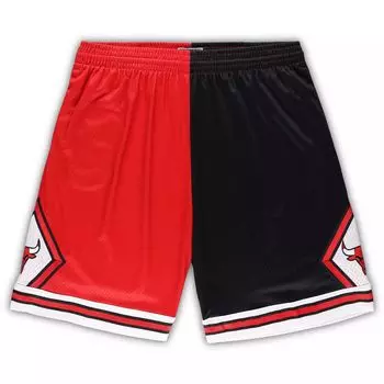 Мужские шорты Mitchell & Ness Red/Black Chicago Bulls Big & Tall из твердой древесины, классические шорты Swingman с разрезом