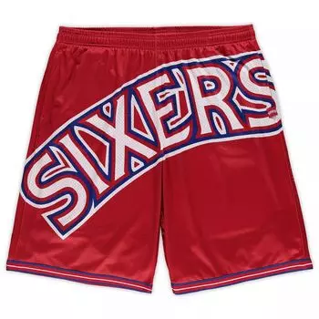 Мужские шорты Mitchell & Ness Red Philadelphia 76ers Big & Tall Hardwood Classics Big Face 2.0