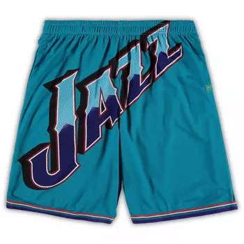 Мужские шорты Mitchell & Ness Turquoise Utah Jazz Big & Tall Hardwood Classics Big Face 2.0
