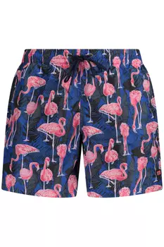 Мужские шорты Norway 1963 плавательные с изображением фламинго, синий/розовый