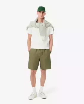 Мужские шорты прямого кроя из смеси шерсти зеленого цвета Lacoste, темно-зеленый
