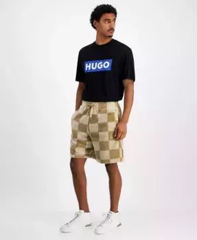 Мужские шорты Relaxed Fit Nustine Check с кулиской, длина 11" Hugo Boss, коричневый/бежевый