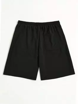 Мужские шорты ROMWE Goth, узор в виде черепа и букв, шнурок на талии, черный цвет