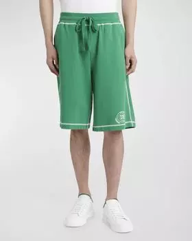 Мужские шорты с контрастной строчкой и логотипом Dolce&Gabbana, цвет Dark Green