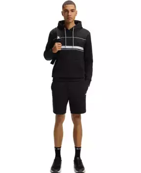 Мужские шорты с полосками из хлопковой смеси Hugo Boss, черный