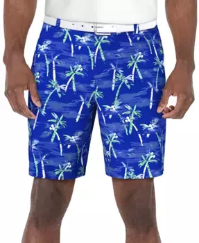 Мужские шорты с принтом пальмы, длина 8" PGA TOUR, синий