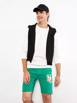 Мужские шорты со стандартным узором и принтом LCW Casual, яркий зеленый