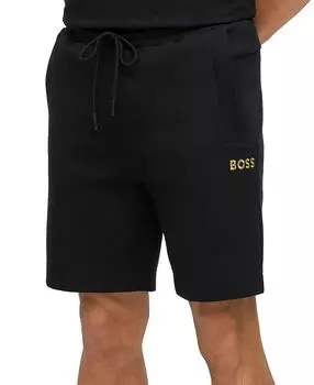 Мужские шорты стандартного кроя из смесового хлопка с вышитым логотипом boss Hugo Boss, черный