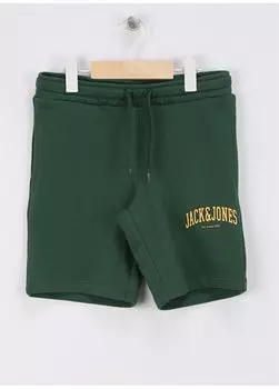 Мужские шорты темно-зеленого цвета с завязкой на талии JPSTJOSH SWEAT SHORTS AMT JNR Jack & Jones, темно-зеленый
