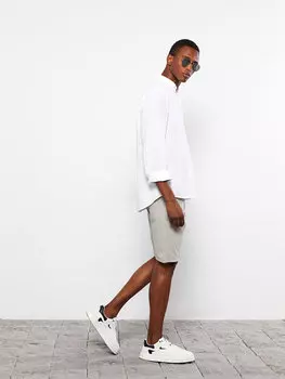 Мужские шорты узкого кроя с завязкой на талии LCW Casual, светлый хаки меланж