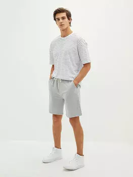 Мужские шорты узкого кроя с завязкой на талии LCW Casual, серый меланж