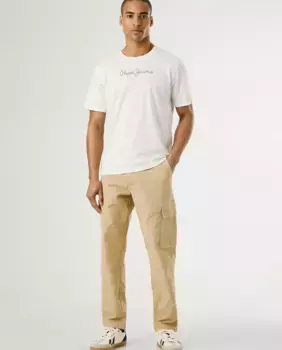 Мужские штаны карго regular fit с эффектом поношенности Pepe Jeans, бежевый