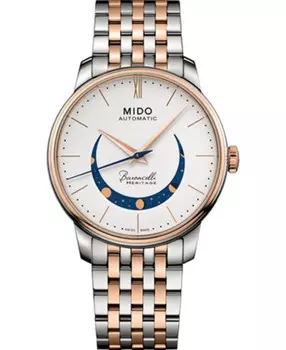 Мужские швейцарские автоматические часы Baroncelli Smiling Moon, двухцветный браслет из нержавеющей стали, 39 мм Mido