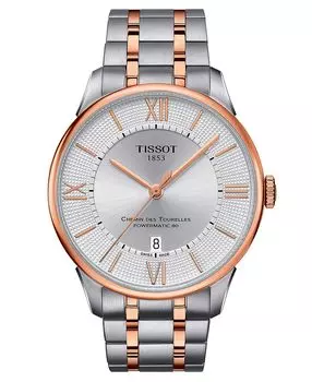 Мужские швейцарские автоматические часы Chemin des Tourelles Powermatic 80, двухцветный браслет из нержавеющей стали, 42 мм Tissot