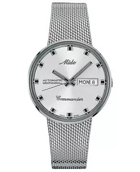 Мужские швейцарские автоматические часы Commander из нержавеющей стали с сетчатым браслетом 37 мм Mido