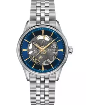 Мужские швейцарские автоматические часы DS-1 со скелетонизированным браслетом из нержавеющей стали, 40 мм Certina, синий