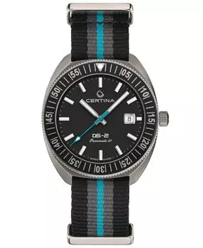 Мужские швейцарские автоматические часы DS-2 с полосатым синтетическим ремешком, 41 мм Certina