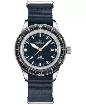 Мужские швейцарские автоматические часы DS PH200M с синим синтетическим ремешком, 43 мм Certina