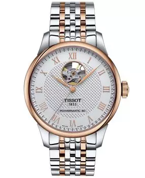 Мужские швейцарские автоматические часы Le Locle Powermatic 80 с открытым сердцем, двухцветный браслет из нержавеющей стали, 39 мм Tissot