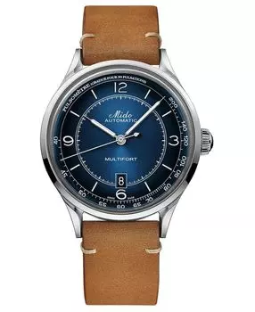 Мужские швейцарские автоматические часы Multifort Patrimony с пульсометром, коричневый кожаный ремешок, 40 мм Mido