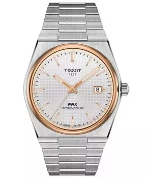 Мужские швейцарские автоматические часы PRX Powermatic 80 с браслетом из нержавеющей стали, 40 мм Tissot, белый