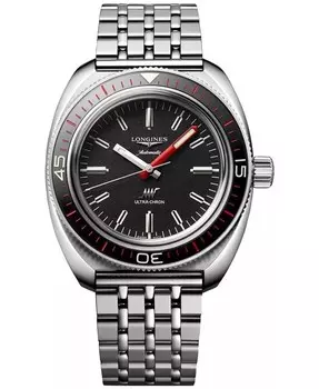 Мужские швейцарские автоматические часы с браслетом из нержавеющей стали Ultra-Chron, 43 мм Longines, серебро