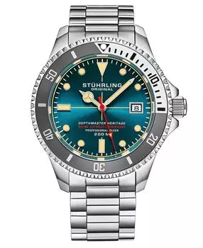 Мужские швейцарские автоматические часы с браслетом из нержавеющей стали серебристого цвета, 42 мм Stuhrling