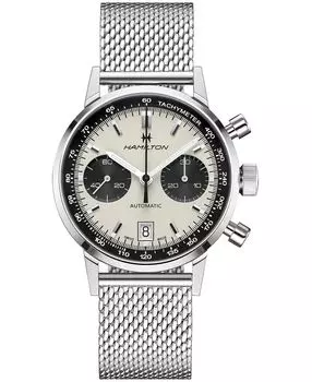 Мужские швейцарские автоматические часы с хронографом Intra-Matic из нержавеющей стали с сетчатым браслетом, 40 мм Hamilton