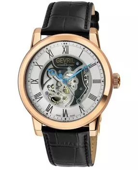 Мужские швейцарские автоматические часы Vanderbilt, черные кожаные часы, 47 мм Gevril