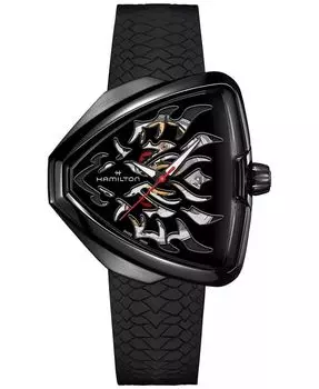 Мужские швейцарские автоматические часы Ventura Elvis80 Dragon с черным каучуковым ремешком 43x45 мм Hamilton, черный
