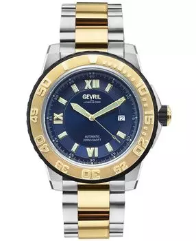 Мужские швейцарские автоматические двухцветные часы Seacloud из нержавеющей стали, 45 мм Gevril