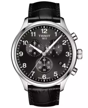 Мужские швейцарские часы Chronograph Chrono XL Classic T-Sport с черным кожаным ремешком, 45 мм Tissot, черный