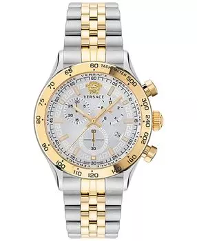 Мужские швейцарские часы Hellenyium с двухцветным браслетом и хронографом, 44 мм Versace