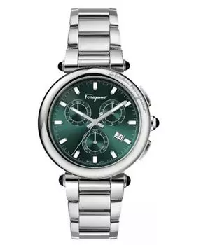Мужские швейцарские часы-хронограф Idillio с браслетом из нержавеющей стали, 42 мм Ferragamo, серебро