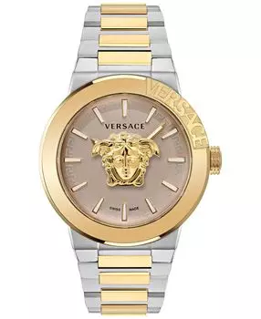 Мужские швейцарские часы Medusa Infinite с двухцветным браслетом из нержавеющей стали, 47 мм Versace