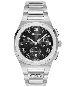 Мужские швейцарские часы с эллиптическим браслетом из нержавеющей стали с хронографом 38 мм Salvatore Ferragamo
