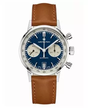 Мужские швейцарские часы с автоматическим хронографом Intra-Matic на коричневом кожаном ремешке, 40 мм Hamilton