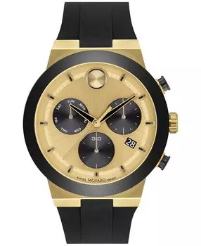 Мужские швейцарские часы с хронографом Bold Fusion, черный силиконовый ремешок, 44 мм Movado