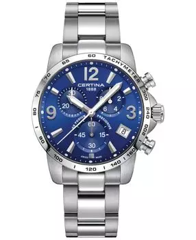 Мужские швейцарские часы с хронографом DS Podium с браслетом из нержавеющей стали, 41 мм Certina