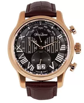 Мужские швейцарские часы с хронографом на коричневом кожаном ремешке, 46 мм Pierre Laurent