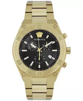 Мужские швейцарские часы с хронографом V-Sporty Greca с золотым ионным браслетом, 46 мм Versace